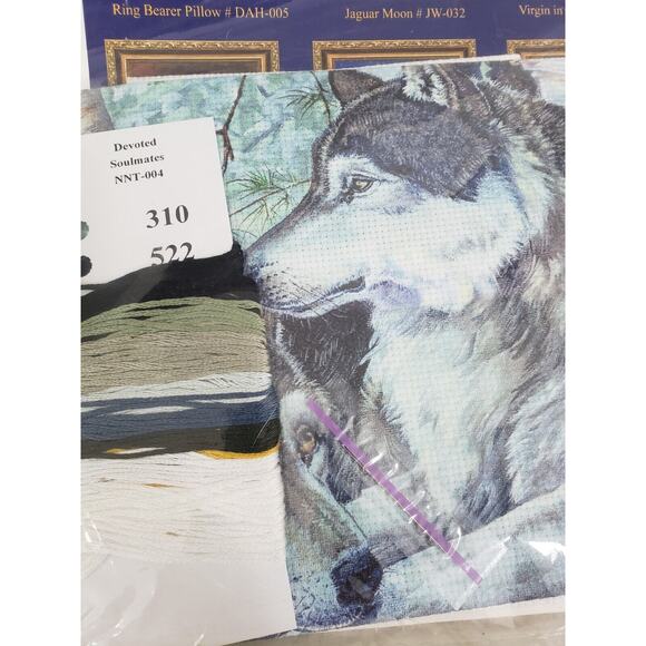NEW VINTAGE Near North Treasures Cross Stitch Kit Devoted Soulmates Wolf indian - Picture 6 of 6